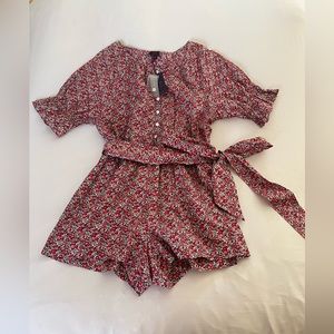 NWT J. Crew Floral Romper Button Front Belted Medium